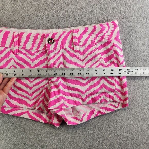 Lilly Pulitzer Shorts Womens 2 Pink Zebra Chevron Striped Walsh Resort Cruise - Picture 6 of 15
